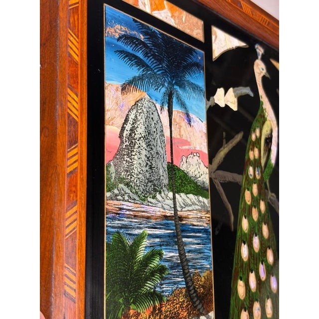 Brown Wooden Tray with Rio De Janeiro Decoration, 1970s For Sale - Image 8 of 12