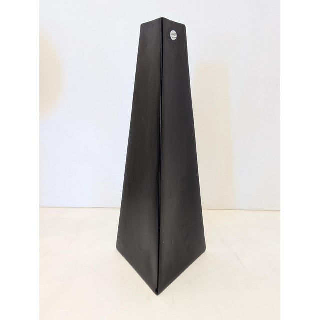 Brutalist Large Format Evangeline Matte-Black Tapered Vase | 1970s Brutalist Ceramic For Sale - Image 3 of 7