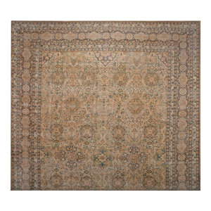 1920s Beige Medallion Traditional Antique Persian Kirman Rug 15'6" X 22'2" Handknotted Wool Carpet