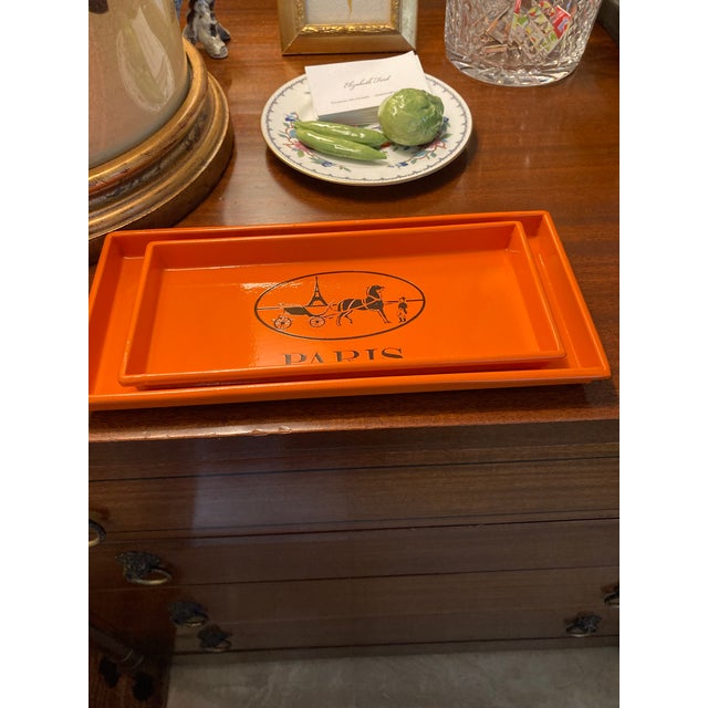 Metal French Equestrian Paris Hermes’ Inspired Change Trays- Set of 2 For Sale - Image 7 of 12