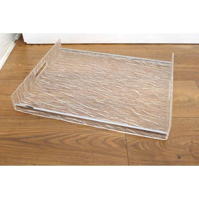 Large Vintage Serving Tray in Frosted Acrylic Glass with Chrome Trim, 1970s For Sale - Image 17 of 17