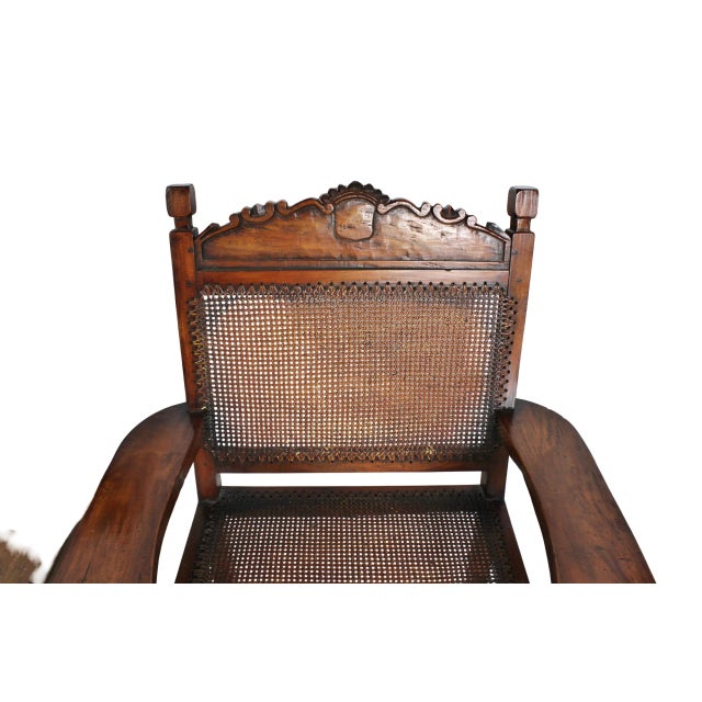 Pair of Antique Handmade Caned Carved Anglo Indian Armchairs For Sale - Image 11 of 18
