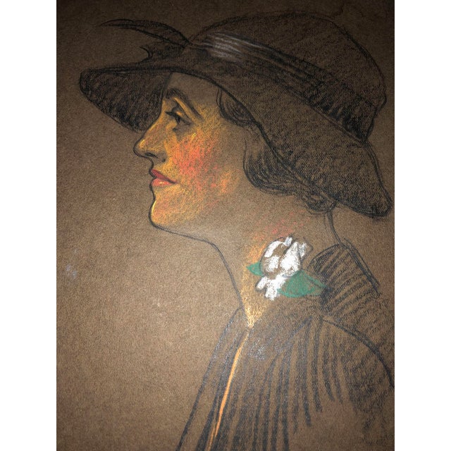 Figurative Circa 1930s Vintage Portrait of a Woman in Cloche Hat by American Illustrator Frederick Witton For Sale - Image 3 of 7