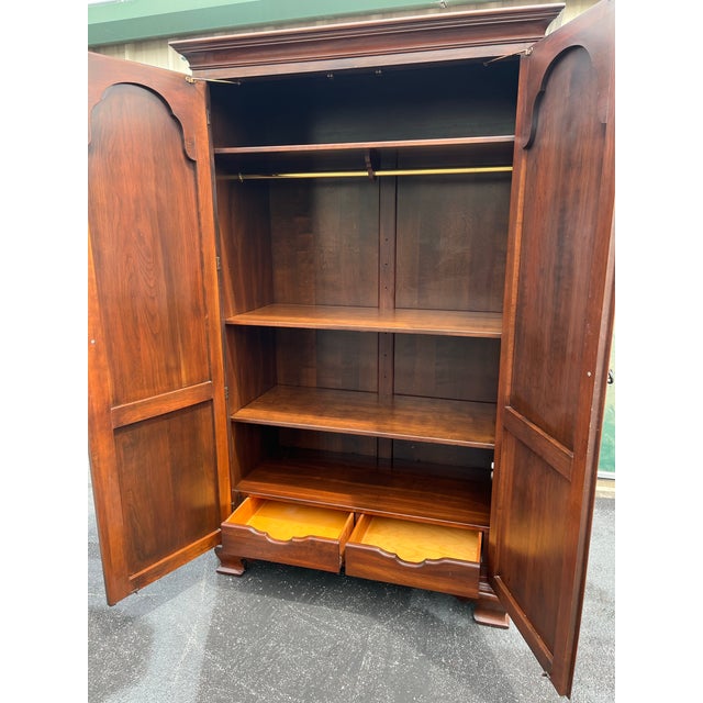 1980s Ethan Allen Georgian Court Cherry Bedroom Clothing Armoire Wardobe For Sale - Image 11 of 12