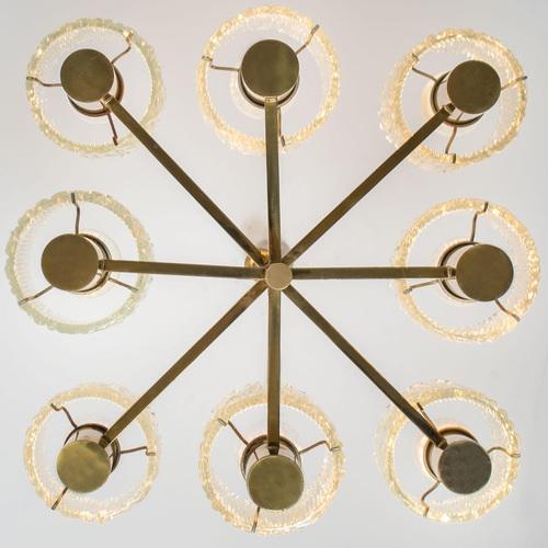 Brass Chandelier attributed to Carl Fagerlund for Orrefors, 1960s For Sale - Image 10 of 13