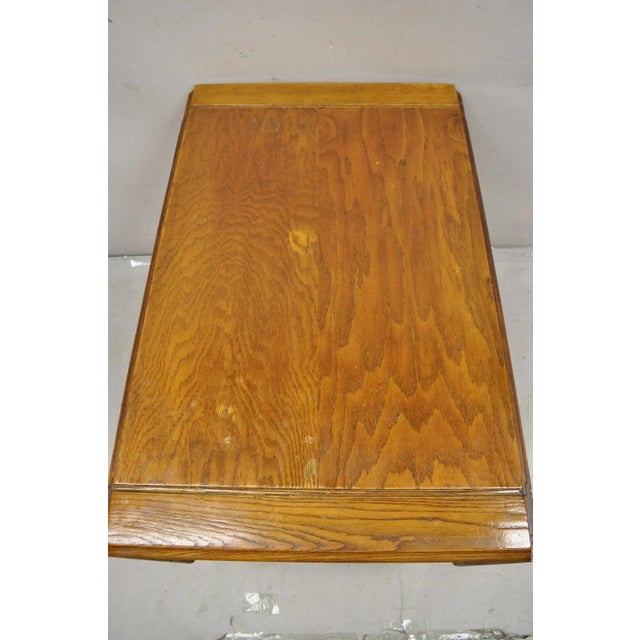 Vintage Mid Century Modern Klismos Saber Leg Oak Wood Drop Leaf Dining Table For Sale - Image 4 of 12