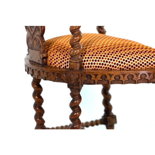 Gothic Revival Yew Tub Chair With Barley‑Twist Supports, Circa 1880 For Sale - Image 9 of 18