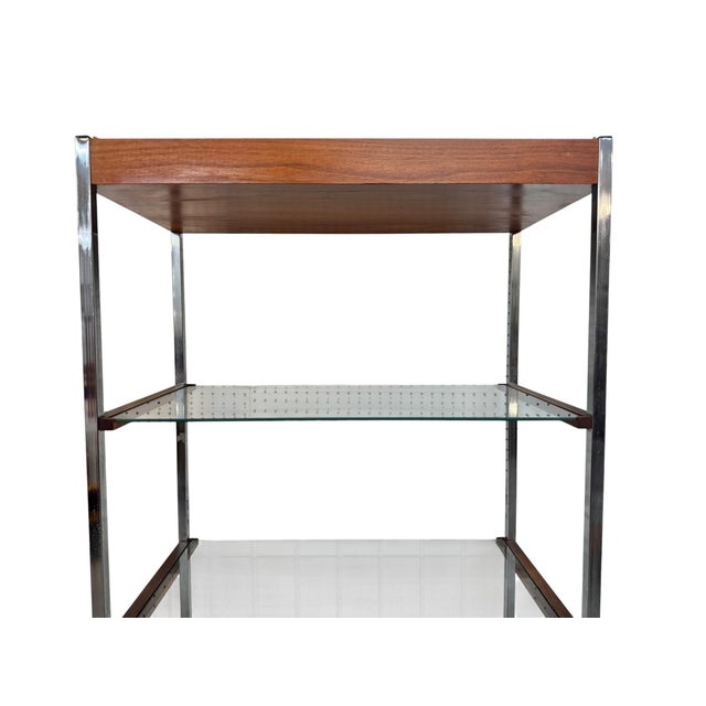 Wood Mid-Century Modern Chrome & Walnut Etageres - Set of 2 For Sale - Image 7 of 8