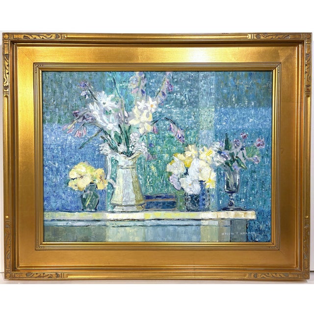 1960s 20th C. American Helen Kramer, Mid Century Impressionist Still Life Oil Painting For Sale - Image 5 of 5