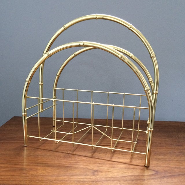 Vintage Gold Bamboo Metal Magazine Rack Chairish