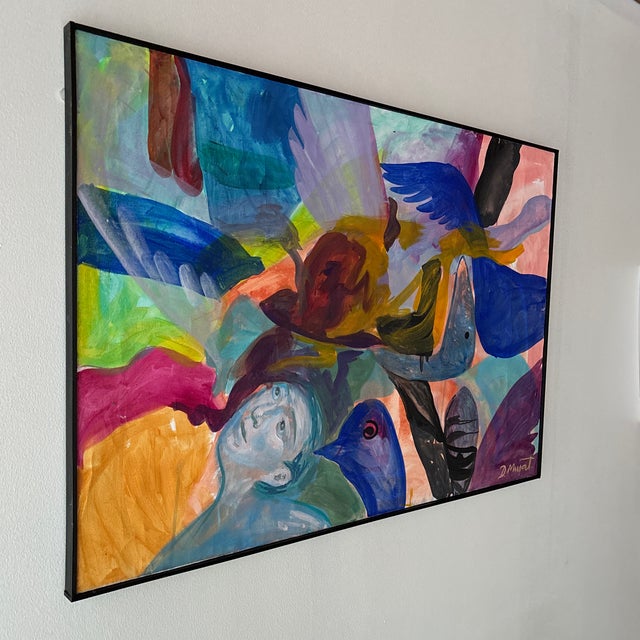 Textile Framed Contemporary Modern Abstract Painting on Canvas, Signed by the Artist For Sale - Image 7 of 7