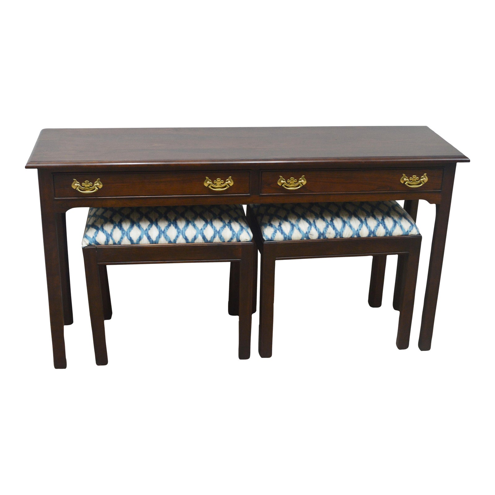 Stickley Anniversary Cherry Console Table With 2 Benches Chairish