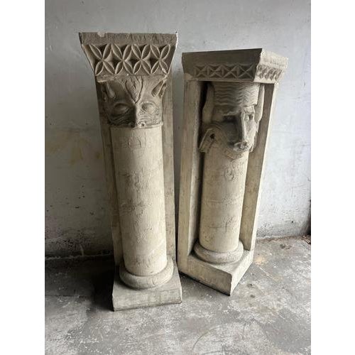 Sculptural Plaster Columns from Walter De Buck, Set of 2 For Sale - Image 11 of 12