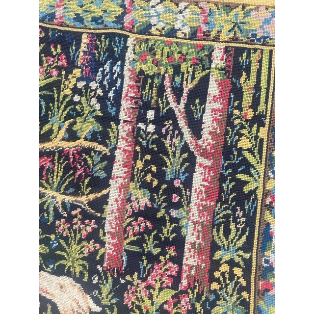 French Aubusson Style Needlepoint Tapestry with Medieval Design, 1970s For Sale - Image 11 of 18