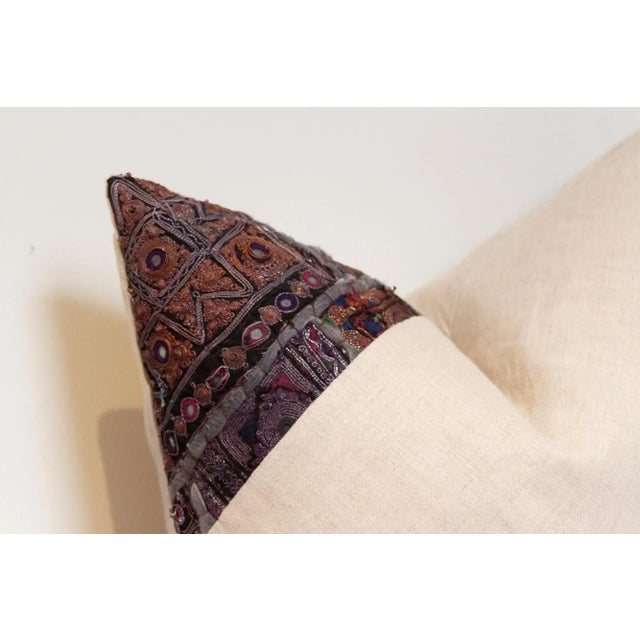Indian Arcej Antique Tapestry Linen Pillow For Sale - Image 3 of 7