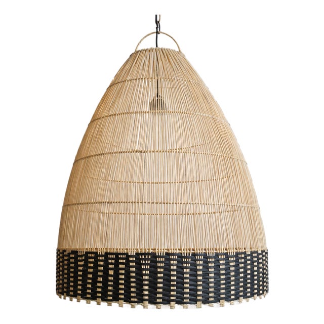 Wicker Tux Weave Organic Modern Pendant Light Large For Sale