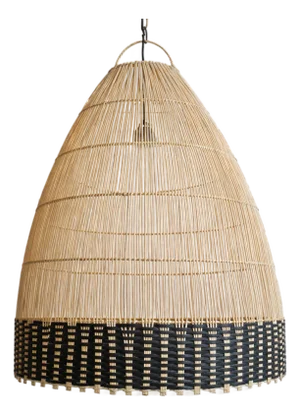 Wicker Tux Weave Organic Modern Pendant Light Large