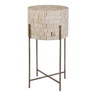 Regina Andrew Bone Drum Table in Antique Brass For Sale