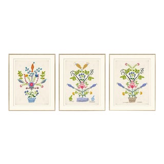 Orange Fish, Yellow Fish, Blue Fish Framed Art Prints - Set of 3 by Dana Gibson For Sale