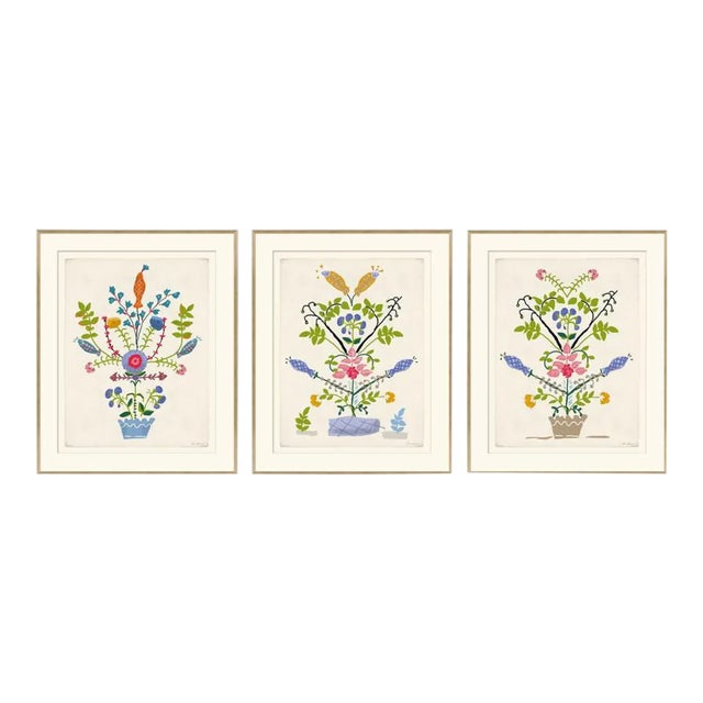 Orange Fish, Yellow Fish, Blue Fish Framed Art Prints - Set of 3 by Dana Gibson For Sale