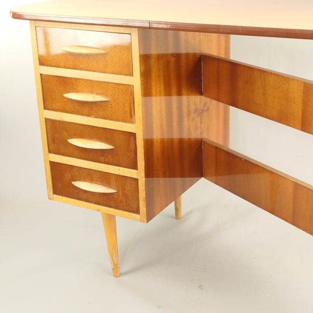 Freestanding Triangular Desk with Drawers and Shelves, 1960s For Sale - Image 12 of 15