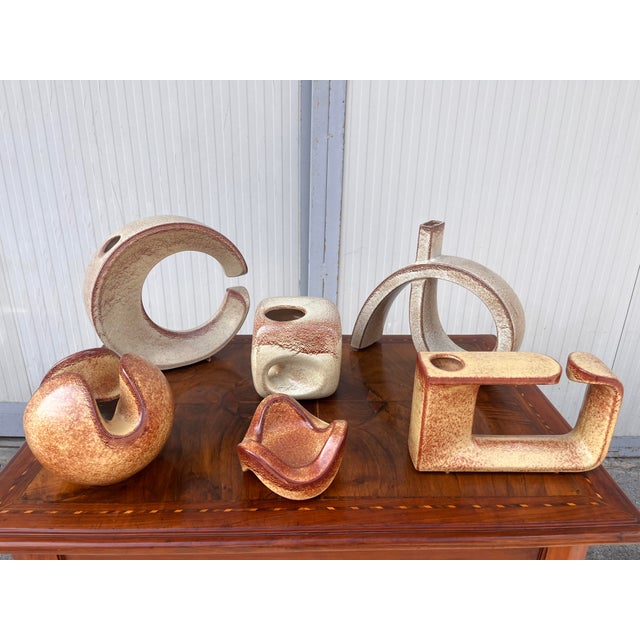 Vintage Ceramics by Roberto Rigon for Bertoncello, 1960s, Set of 6 For Sale - Image 3 of 14