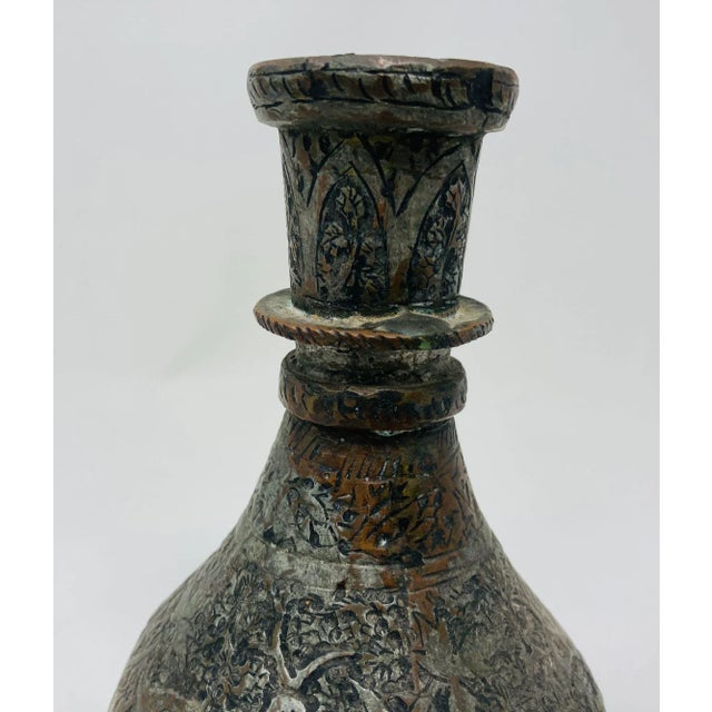19th Century Tinned Copper Indo-Persian Islamic Vase For Sale In Palm Springs - Image 6 of 12