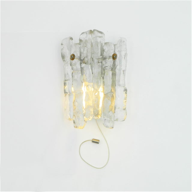 1970s Vintage Ice Glass Wall Lights by J. T. Kalmar for J.T. Kalmar, 1970s, Set of 3 For Sale - Image 5 of 14