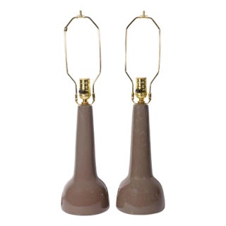 Martz Marshall Studios Brown Ceramic Table Lamps For Sale