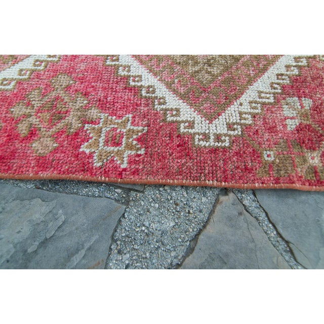 1960s Vintage Kurdish Diamond Tribal Wool Hand-Knotted Runner For Sale - Image 10 of 11