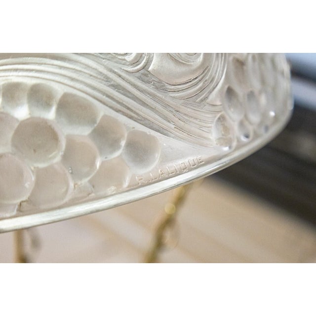 René Lalique Signed Art Deco St Vincent Frosted Crystal Pendant Light Fixture For Sale - Image 10 of 10