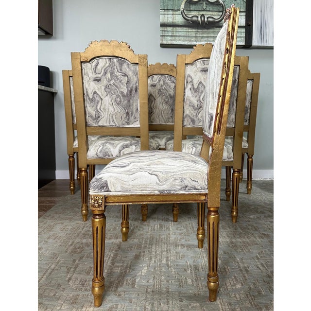 Late 18th Century French Louis XVI - Style Giltwood Dining Chairs With Hand-Painted Rosettes - Set of 6 For Sale - Image 11 of 14