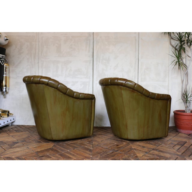 Vintage Pair of Leather Channel-Tufted Club Chairs by Martin/Brattrud, 1987 For Sale - Image 13 of 18