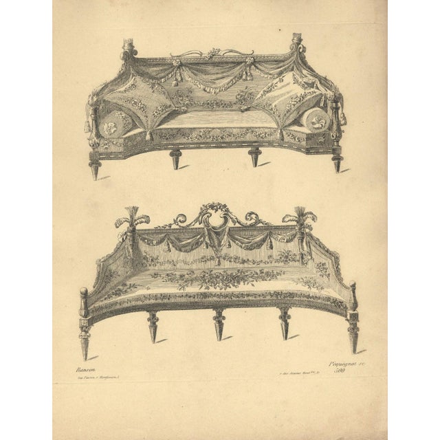 Very Rare-1878- Set of 5 French Antique Interior Furniture Design Lithographs-Setees, Documentation For Sale - Image 4 of 7