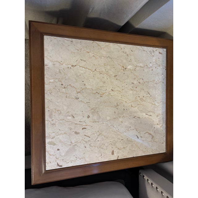 Italian Pair Vintage Travertine Top Hekman End Tables/Nightstands For Sale - Image 3 of 7