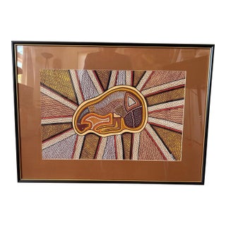 Australian Aboriginal Geometric Dot Painting Emu Dreamtime Signed Bidirrwi '89 For Sale