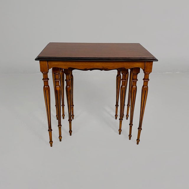 1940s Mid-Century Modern Italian Wooden Nesting Coffee Tables, 1940s, Set of 3 For Sale - Image 5 of 11