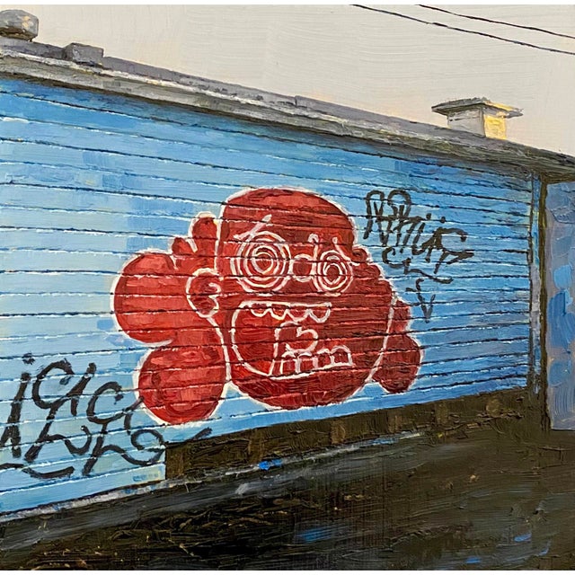 Crazy Eyes by Stephanie Buer | Oil on wood panel Graffiti of a cartoon character with exaggerated features For Sale