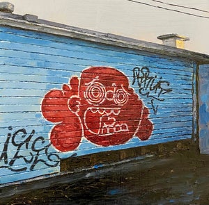 Crazy Eyes by Stephanie Buer | Oil on wood panel Graffiti of a cartoon character with exaggerated features