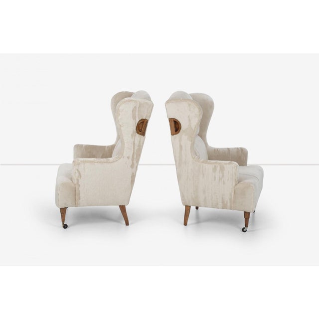 Camel Luigi Caccia Dominioni Pair of Ambrosianeum High-Back Lounge Chairs for Azucena, 1955 For Sale - Image 8 of 13