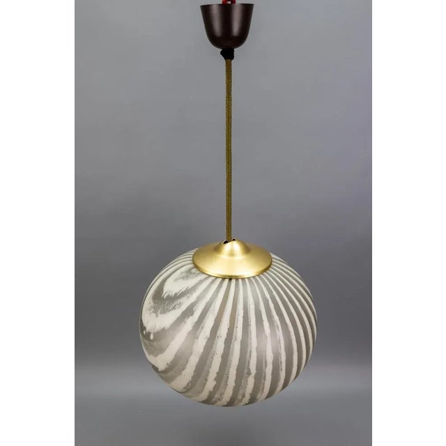 Mid-Century Striped Glass Globe Pendant by Peill & Putzler, Germany, 1970s For Sale - Image 11 of 18