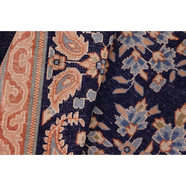 Blue Shabby Chic Vintage 1990's Blue/Brown Wool Rug - 9'10'' X 12'8'' For Sale - Image 8 of 10