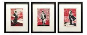 Set of Three Framed Mao Woodblock Prints