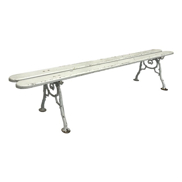 Grey Cast Iron and Wooden Bench, 1950s For Sale