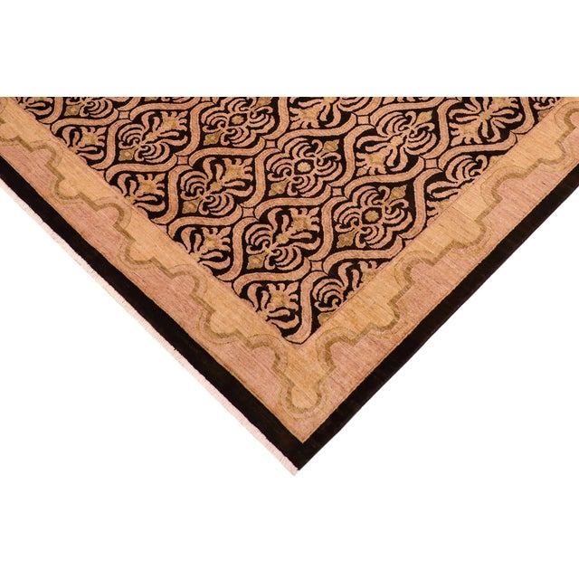 Shabby Chic Ziegler Black Tan Hand-Knotted Wool Rug - 8'0'' X 9'8'' For Sale In New York - Image 6 of 8