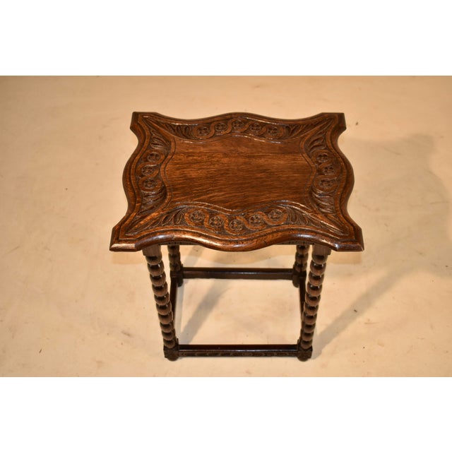 19th Century 19th Century English Oak Carved Side Table For Sale - Image 5 of 6