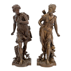 Auguste Moreau "Actaeon & Artemis" Bronzes, 2