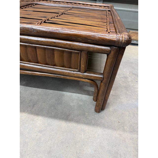 1970s Bamboo Rising Sun Square Coffee Table For Sale - Image 4 of 12