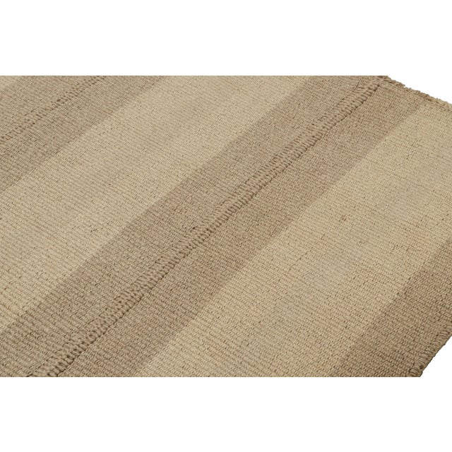 2010s Rug & Kilim’s Contemporary Kilim With Beige and Taupe Stripes and Brown Accents For Sale - Image 5 of 7