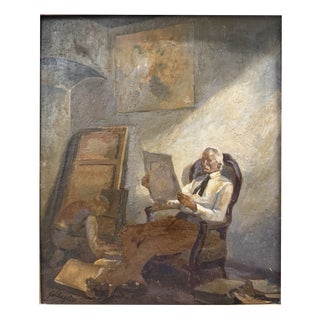 Karl Schlageter, Painter in the Studio, Oil Painting on Canvas For Sale
